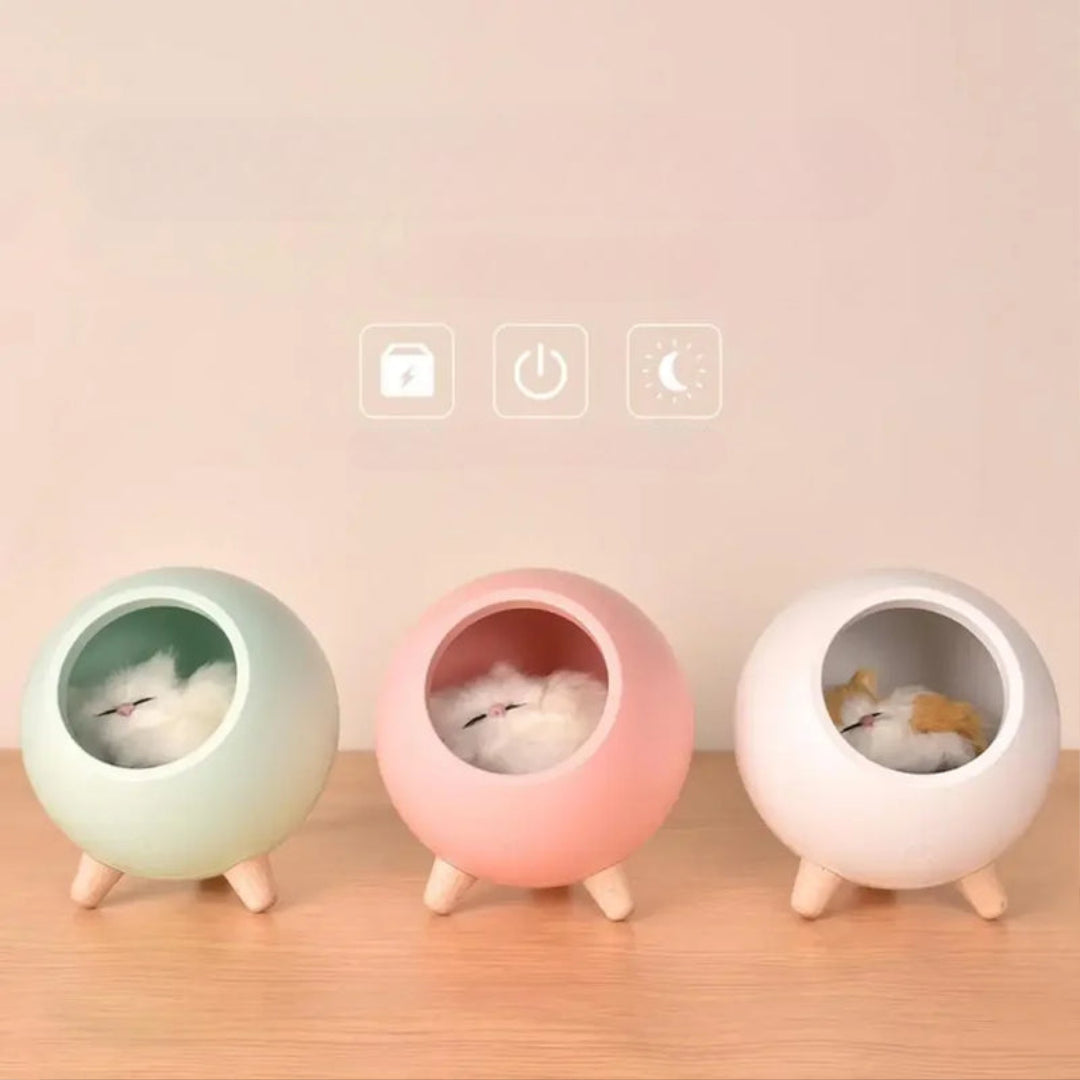 Cute Cat Night Light Bed – USB Rechargeable Kitten House with Touch Control & Cozy Atmosphere Lighting - SORAVA