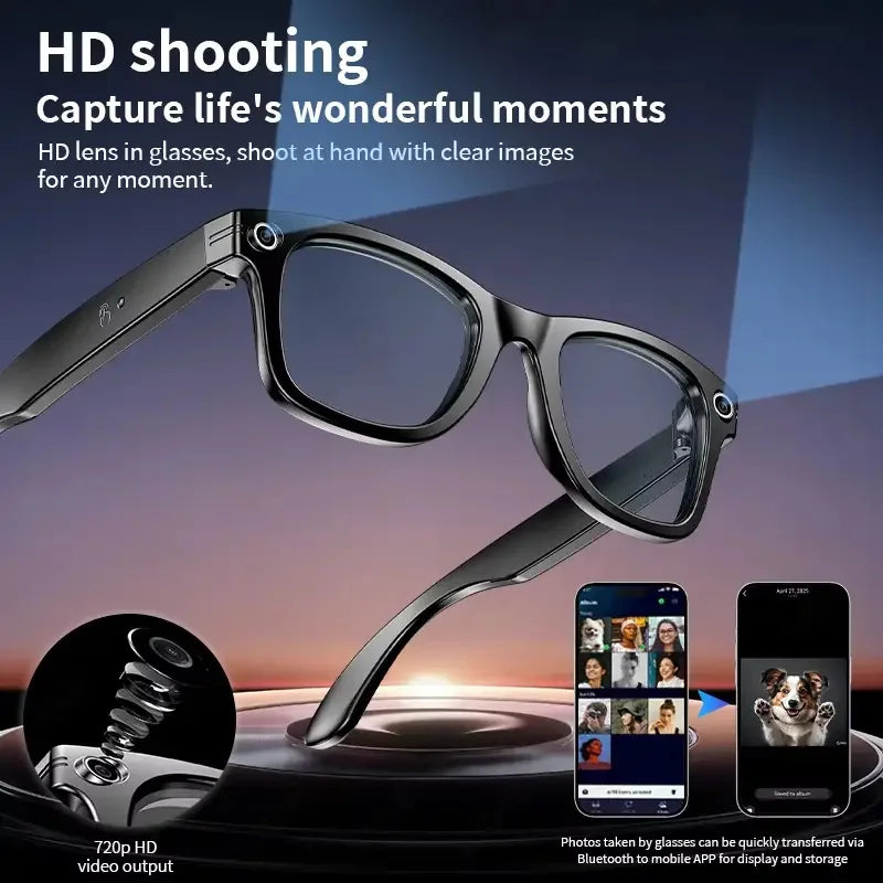 AI Smart Glasses with 8MP Camera – Video Recording, 100+ Language Translation, Bluetooth Call & Music, Sunglasses for Men & Women 2025 - SORAVA