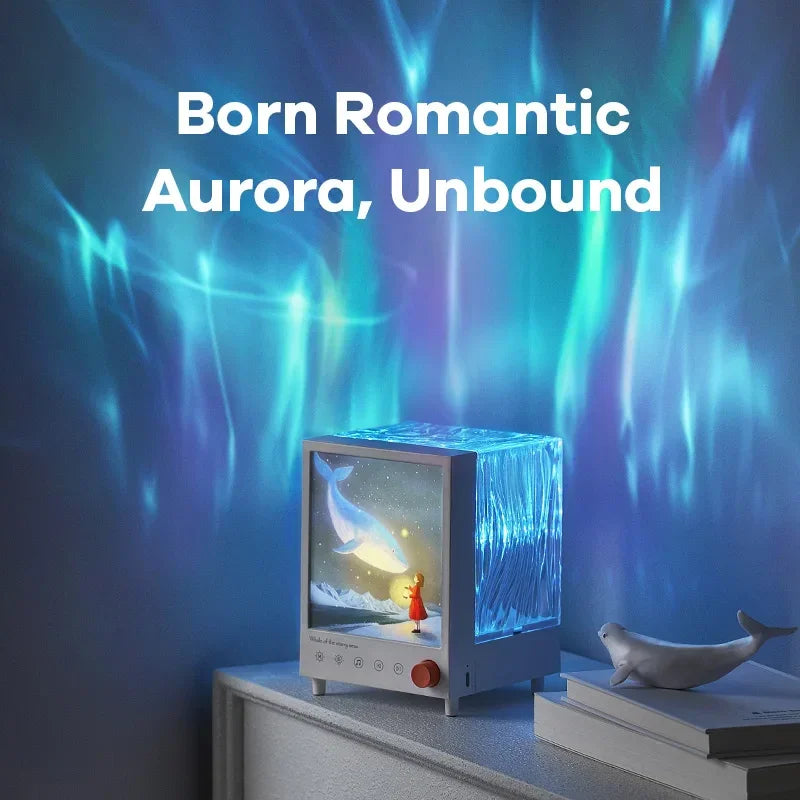 Aurora Box Projector Night Light โ Bluetooth Ambient Lamp with White Noise, Stepless Dimming for Bedroom Decor - SORAVA