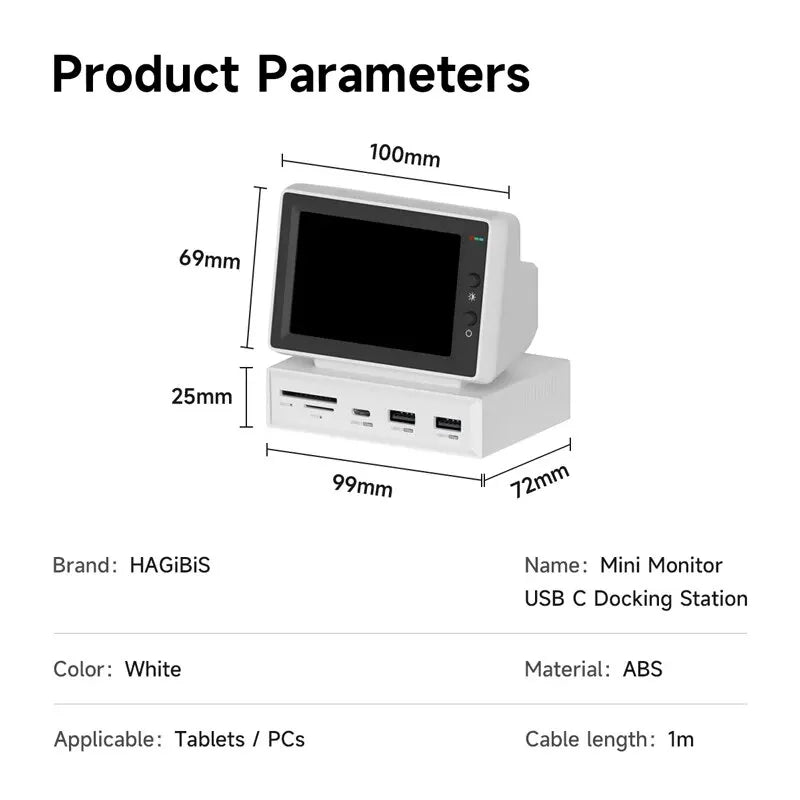 3.5'' IPS Mini PC Monitor – AIDA64 CPU RAM HDD Data Display Sub Screen with USB-C Hub for Laptop, PC & MacBook - SORAVA