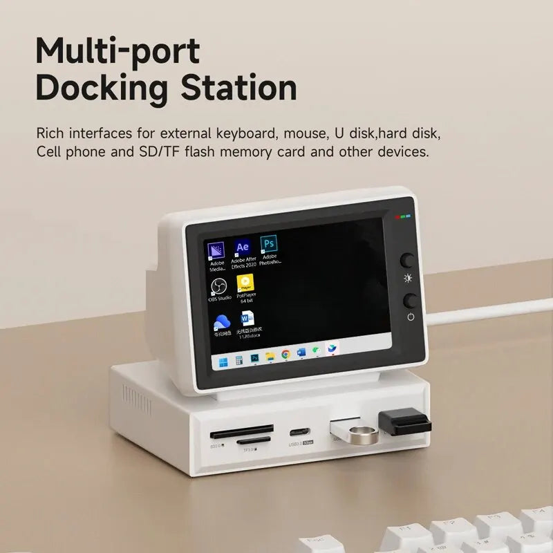 3.5'' IPS Mini PC Monitor – AIDA64 CPU RAM HDD Data Display Sub Screen with USB-C Hub for Laptop, PC & MacBook - SORAVA