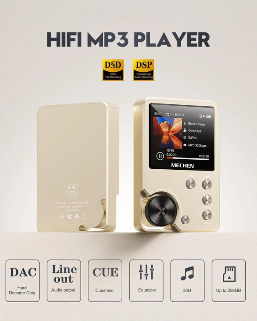 HiFi Lossless MP3 Player – High Quality Music Player with 64GB Card, Supports Up to 256GB Storage for Superior Audio - SORAVA