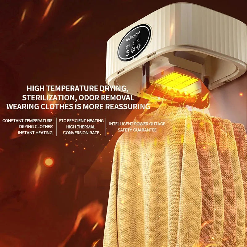Foldable Electric Clothes Dryer – Portable 600W Travel Warm Air Laundry Dryer with Smart Drying & UV Sterilization, 110V/220V - SORAVA