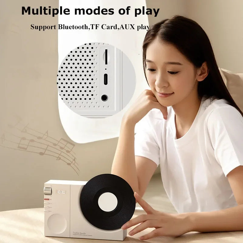 Mini Retro Bluetooth 5.3 Speaker – Wireless HiFi Music Box with AUX, TF Card, Clock Display & Retro Sound - SORAVA