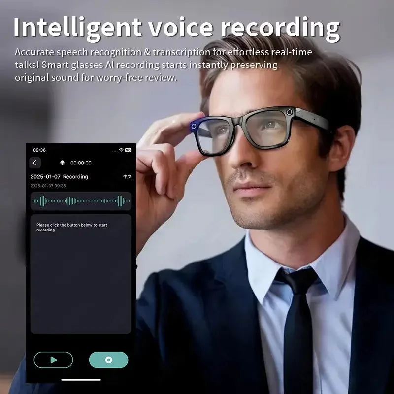 AI Smart Glasses with 8MP Camera – Video Recording, 100+ Language Translation, Bluetooth Call & Music, Sunglasses for Men & Women 2025 - SORAVA