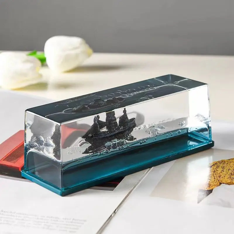 Titanic Cruise Ship Never Sinks Fluid Art Bottle – Unique Desktop Decor, Collectible for Home & Office, Creative Birthday Gift - SORAVA