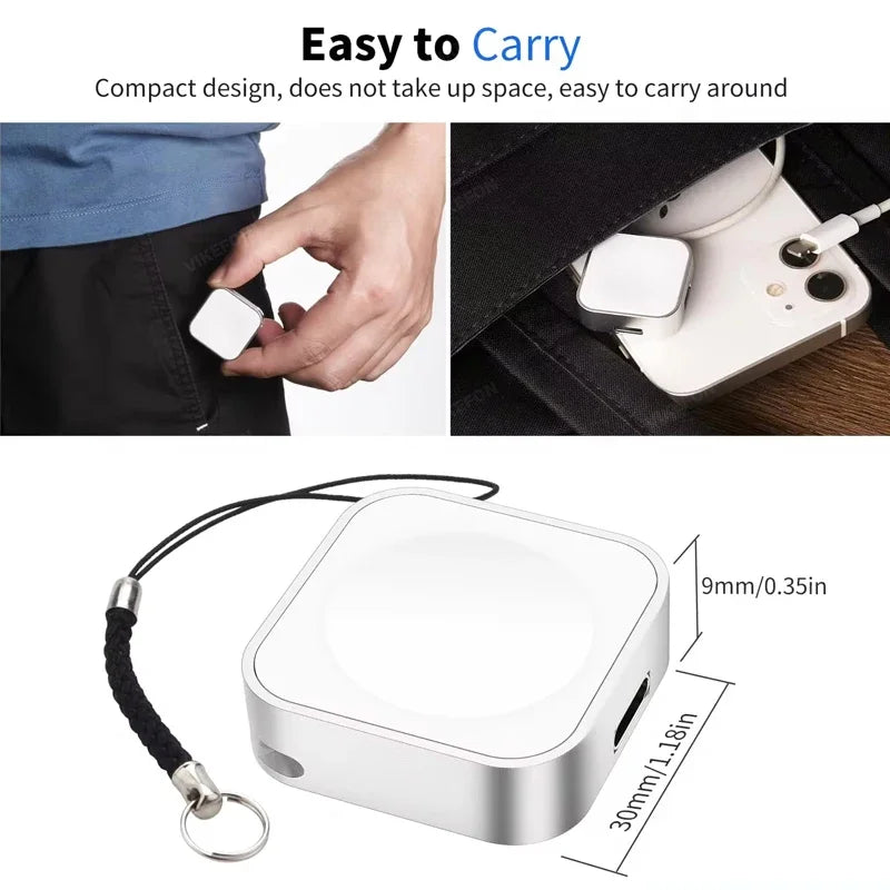 Portable Wireless Apple Watch Charger – Fast Charging Dock with Type-C & 8-Pin Dual Interfaces for Series Ultra, SE & 1–9 - SORAVA