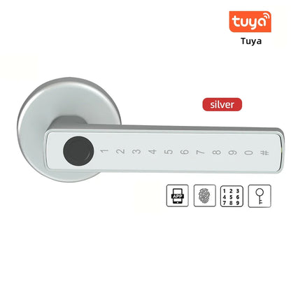 Tuya Smart Fingerprint Door Lock – Electronic Indoor Lock with Password, Key, App & Bluetooth Unlock for Bedroom or Bathroom - SORAVA