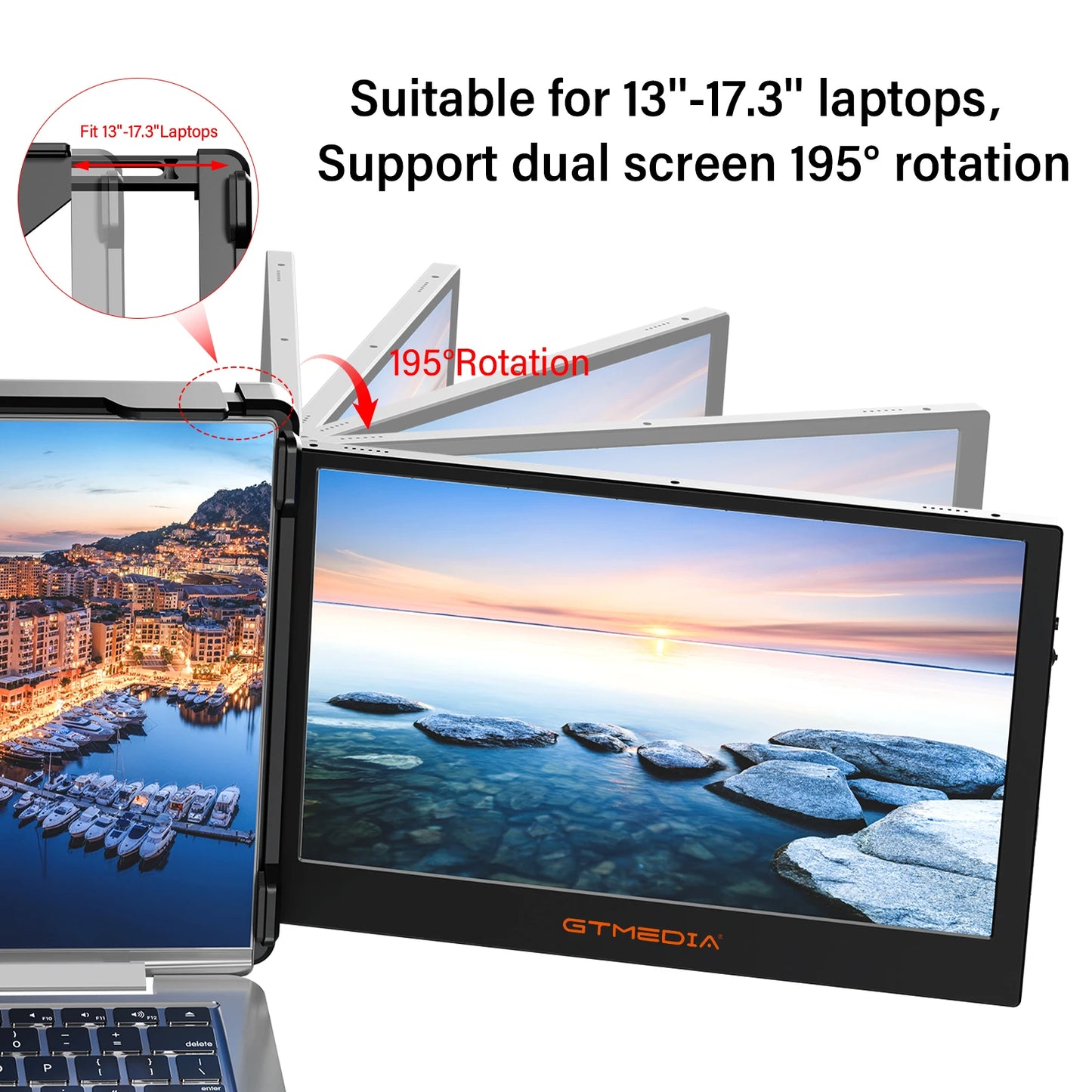 11.6” Portable Extender Monitor – FHD 1080p IPS Display, Triple/Dual Screen Foldable Setup for 13–17.3” Laptops