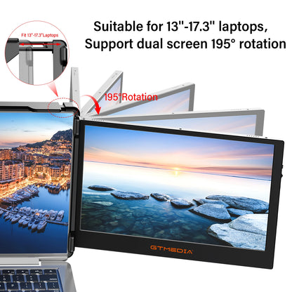 11.6” Portable Extender Monitor – FHD 1080p IPS Display, Triple/Dual Screen Foldable Setup for 13–17.3” Laptops