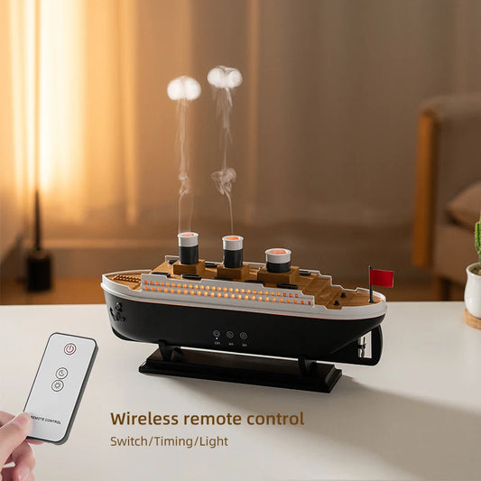 250ml Titanic Ship Air Humidifier – Jellyfish Smoke Ring Essential Oil Diffuser for Home Decoration & Aromatherapy - SORAVA