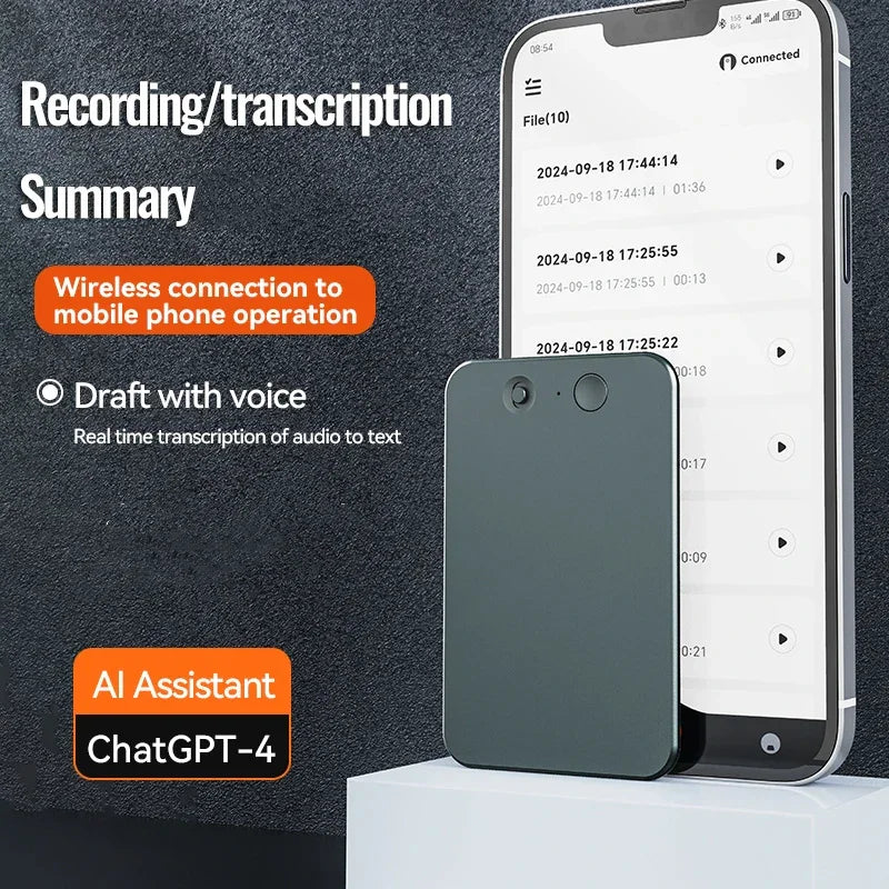 AI-Powered ChatGPT-4 Mini Voice Recorder – Phone Call Audio Recorder, Transcriber, Summarizer & 58-Language Translator Dictaphone - SORAVA