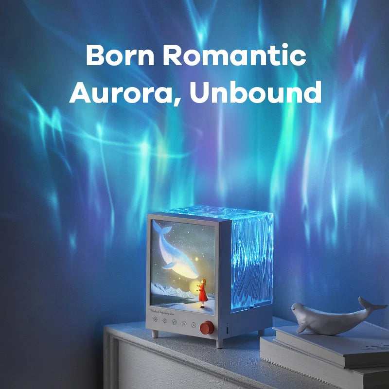 Aurora Box Projector Night Light – Bluetooth Ambient Lamp with White Noise, Stepless Dimming for Bedroom Decor - SORAVA