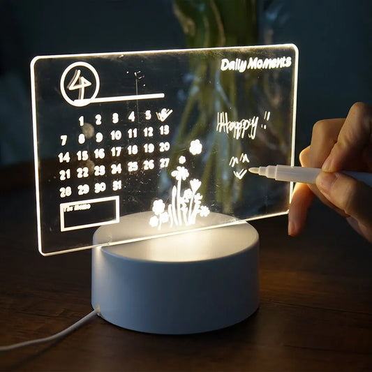 Creative LED Note Board Night Light – USB Rewritable Message Board with Warm Soft Light for Kids, Girlfriend & Room Decoration - SORAVA