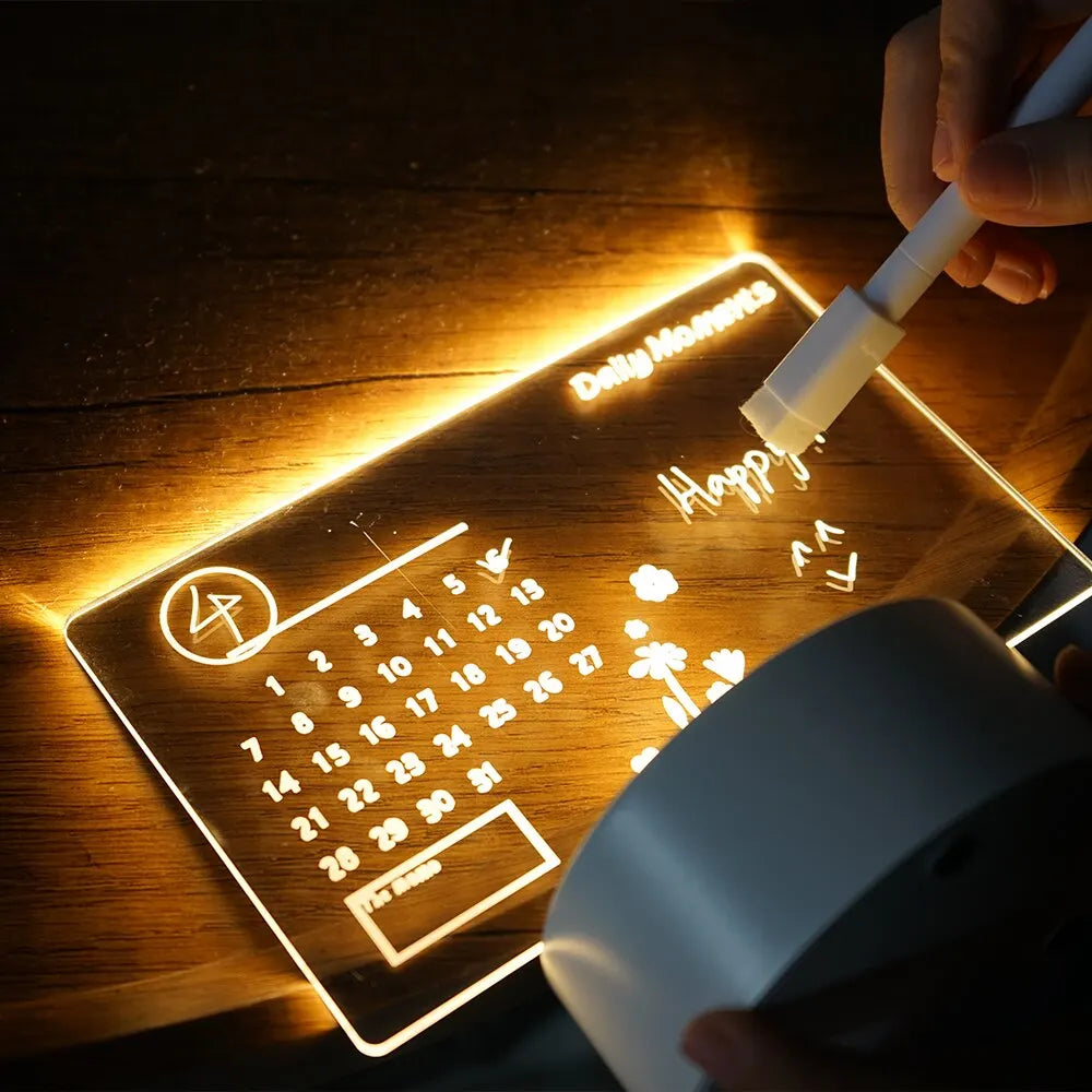 Creative LED Note Board Night Light – USB Rewritable Message Board with Warm Soft Light for Kids, Girlfriend & Room Decoration - SORAVA