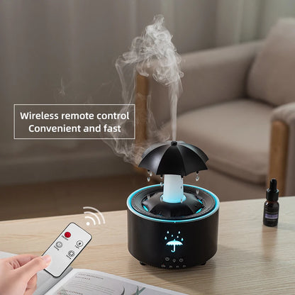 Cloud Rain Humidifier – Raindrop Aroma Essential Oil Diffuser with Remote, Night Light & Desktop Water Drop Sound for Home - SORAVA