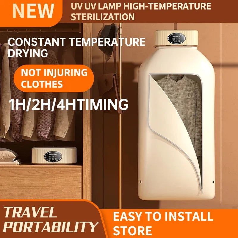 Foldable Electric Clothes Dryer – Portable 600W Travel Warm Air Laundry Dryer with Smart Drying & UV Sterilization, 110V/220V - SORAVA