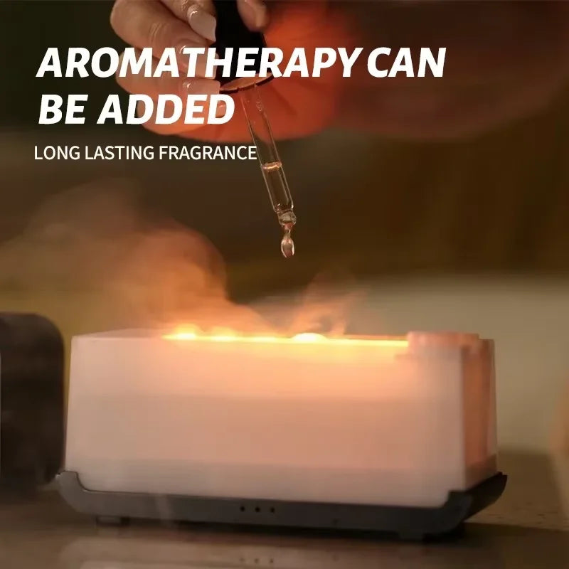 Mini Flame Humidifier – Ultrasonic Aroma Diffuser with Colorful Atmosphere Light, Timer & Auto Shut-Off for Home/Office - SORAVA