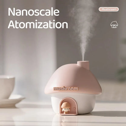 Mini Cartoon Mushroom Air Humidifier – 300ml Ultrasonic Essential Oil Diffuser with Colorful LED Lights for Home - SORAVA