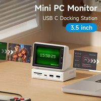 3.5'' IPS Mini PC Monitor – AIDA64 CPU RAM HDD Data Display Sub Screen with USB-C Hub for Laptop, PC & MacBook