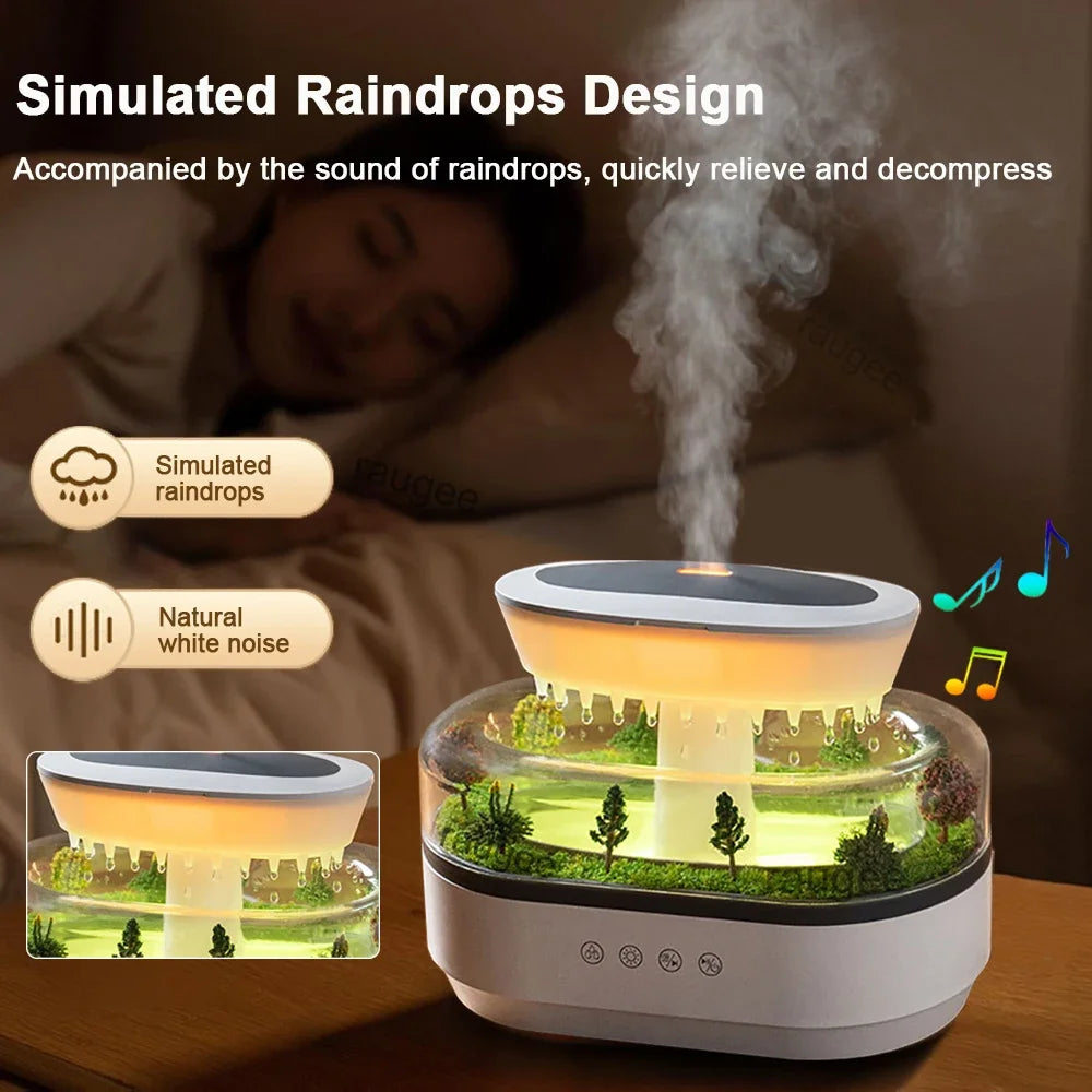 Aroma Raindrop Humidifier – Colorful Atmosphere Light with White Noise, Music & Essential Oil Diffuser for Home - SORAVA