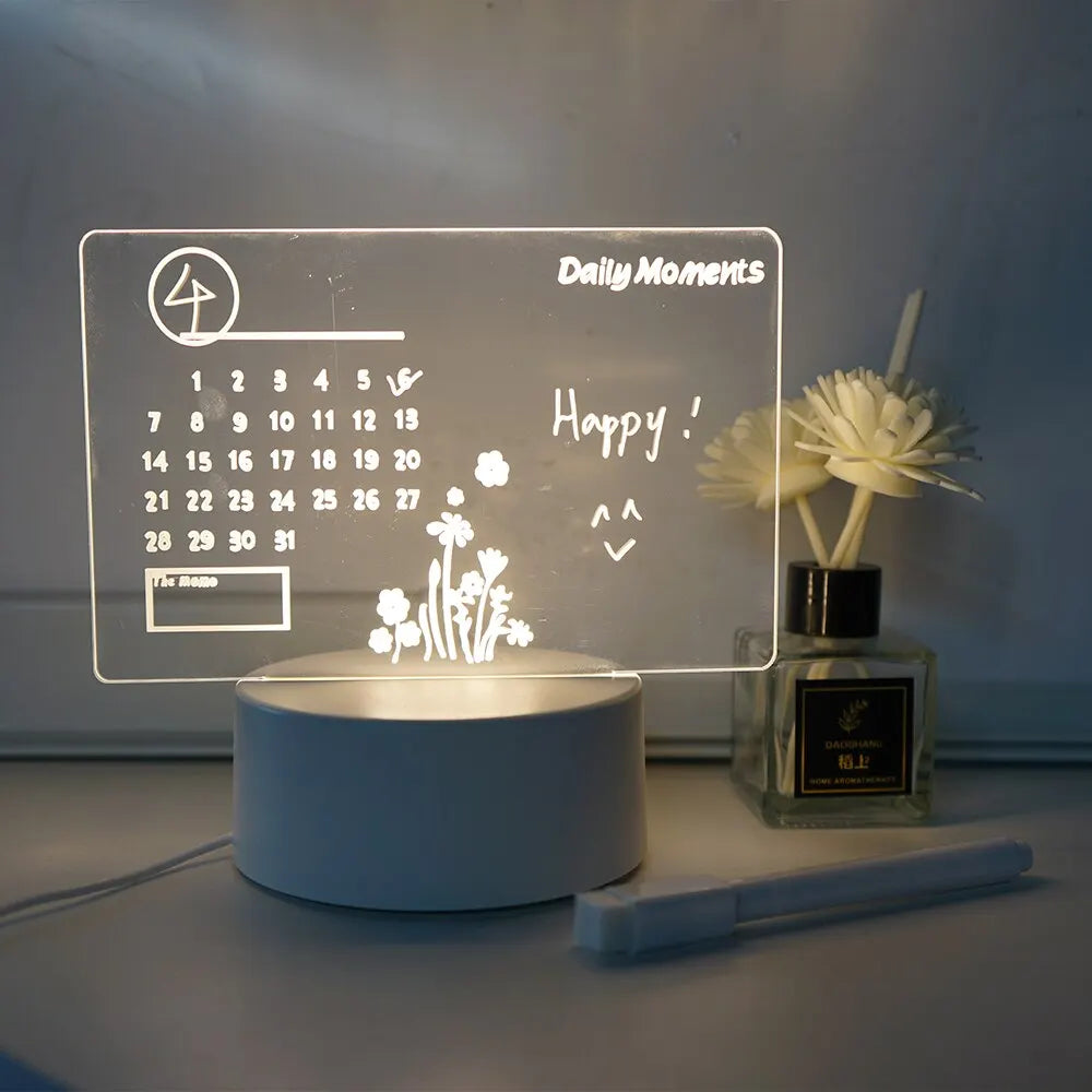 Creative LED Note Board Night Light – USB Rewritable Message Board with Warm Soft Light for Kids, Girlfriend & Room Decoration - SORAVA