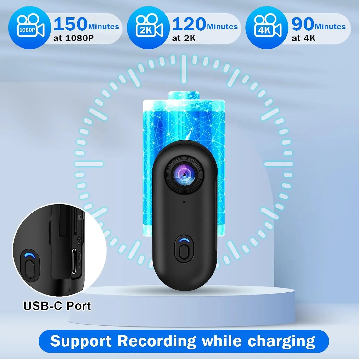 Pocket 4K Mini Camera – Magnetic Wearable Action Cam with Waterproof Case, WiFi, for Cycling, Vlogging & Home Use - SORAVA