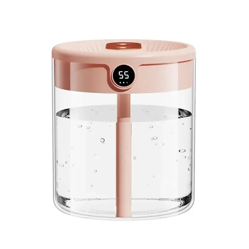 Dual Spray USB Humidifier – 2L Large Capacity Quiet Mini Diffuser with LED Display & Night Light for Home, Bedroom & Office - SORAVA
