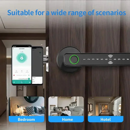 Tuya Smart Fingerprint Door Lock – Electronic Indoor Lock with Password, Key, App & Bluetooth Unlock for Bedroom or Bathroom - SORAVA