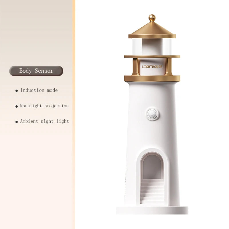 Moon Lamp Projection Night Light – Lighthouse Design with Remote, Bluetooth Music & Motion Sensor, Perfect Xmas & Birthday Gift - SORAVA