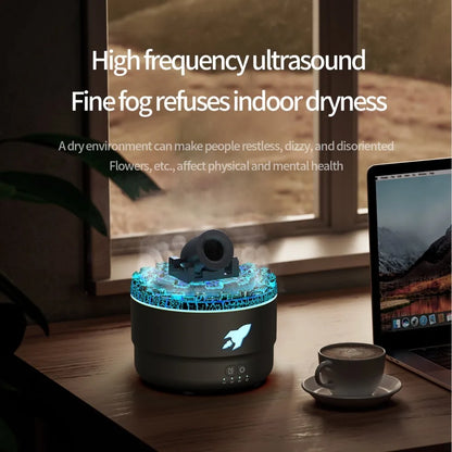 Ultrasonic Air Humidifier & Essential Oil Diffuser – Retro Ship Design with Jellyfish Spray Effect, 7-Color LED Night Light - SORAVA