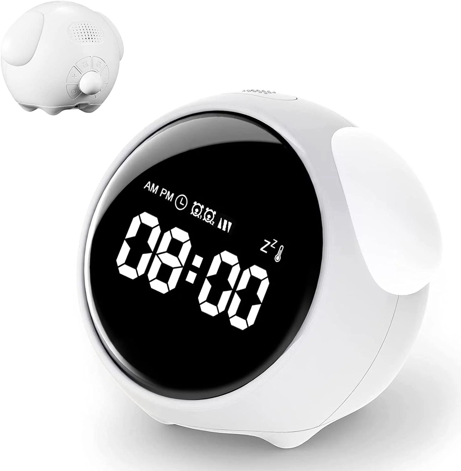 Cute Cartoon Digital Alarm Clock for Kids – Emotion Display Table Clock with Night Light - SORAVA