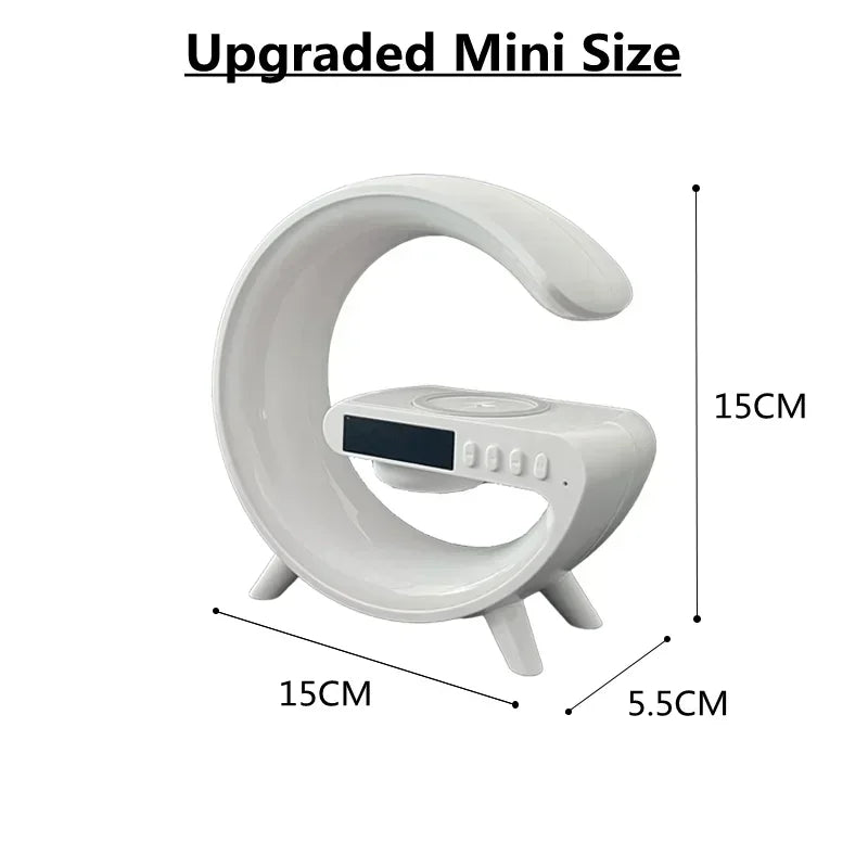 Multifunction Wireless Charger Stand with RGB Light – Fast Charging Pad, Alarm Clock & Speaker Dock for iPhone, Samsung, Xiaomi - SORAVA