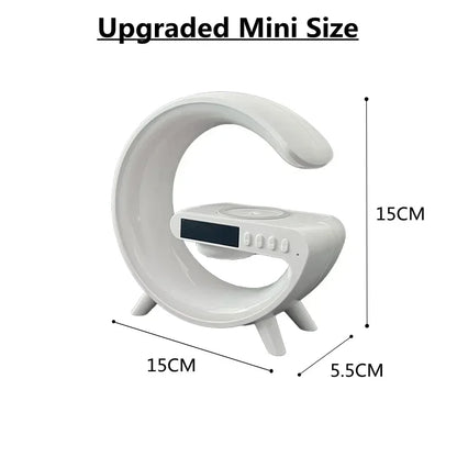 Multifunction Wireless Charger Stand with RGB Light – Fast Charging Pad, Alarm Clock & Speaker Dock for iPhone, Samsung, Xiaomi - SORAVA