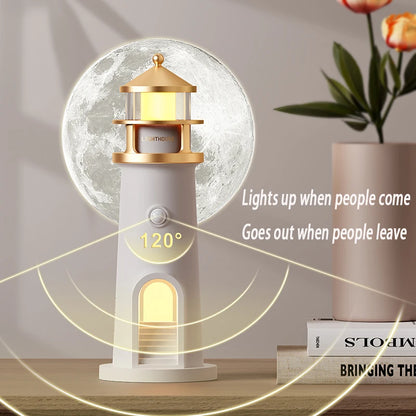Moon Lamp Projection Night Light – Lighthouse Design with Remote, Bluetooth Music & Motion Sensor, Perfect Xmas & Birthday Gift - SORAVA