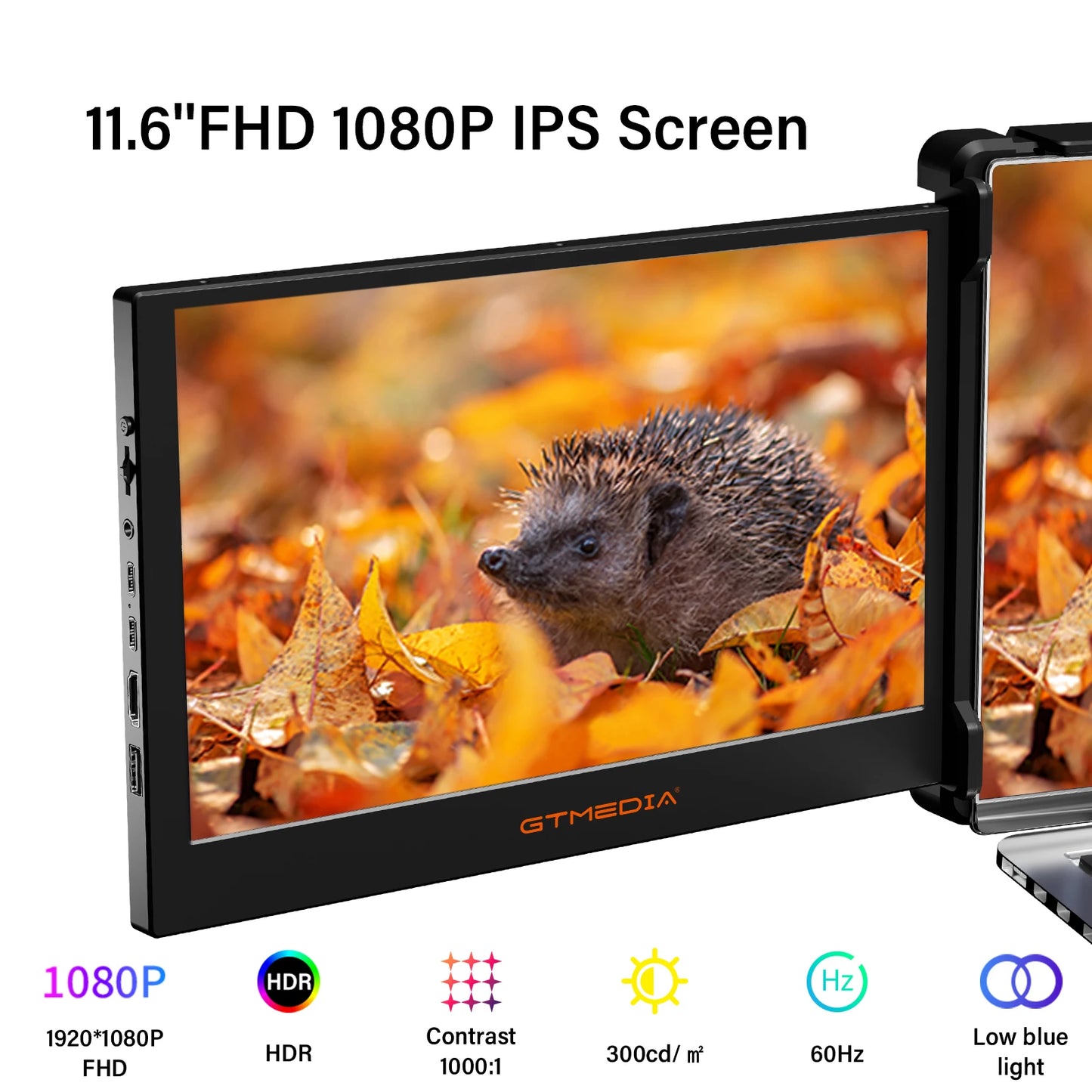11.6” Portable Extender Monitor – FHD 1080p IPS Display, Triple/Dual Screen Foldable Setup for 13–17.3” Laptops