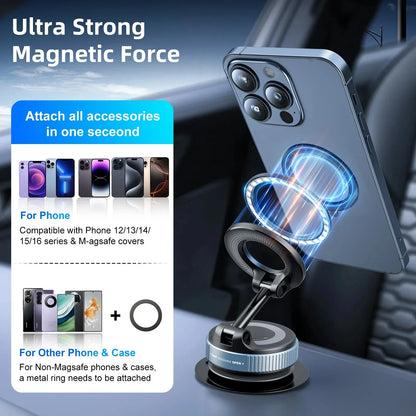 Foldable Magnetic Phone Holder – Vacuum Suction Cup Mount for Navigation & Hands-Free Driving 2025 - SORAVA