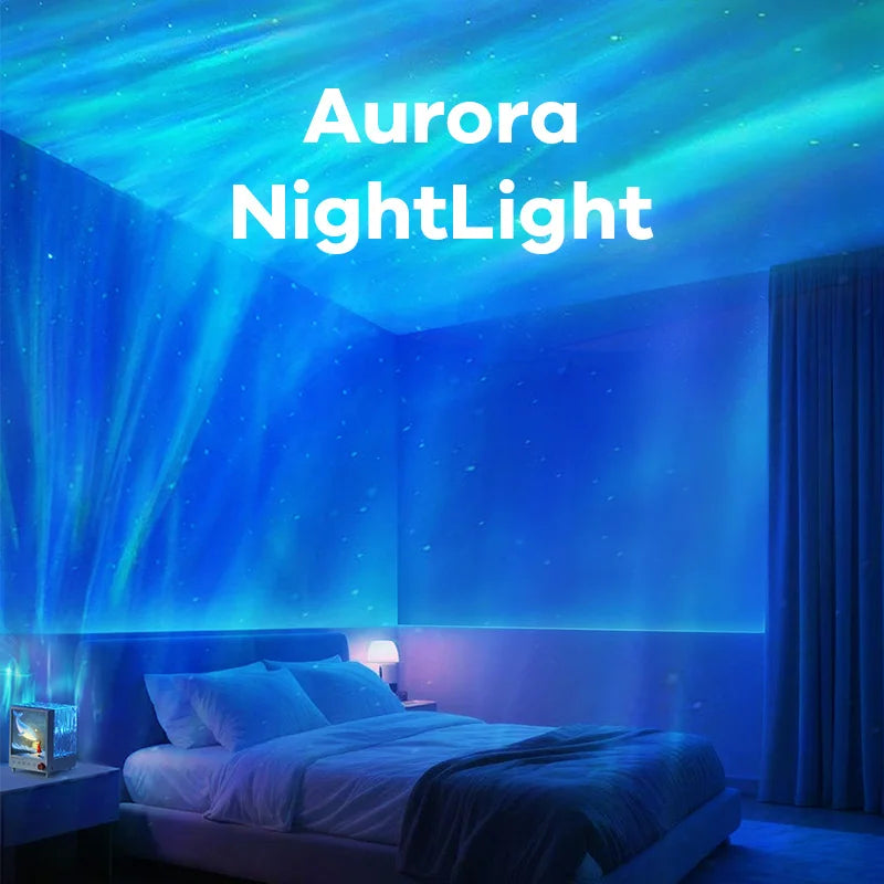 Aurora Box Projector Night Light – Bluetooth Ambient Lamp with White Noise, Stepless Dimming for Bedroom Decor - SORAVA