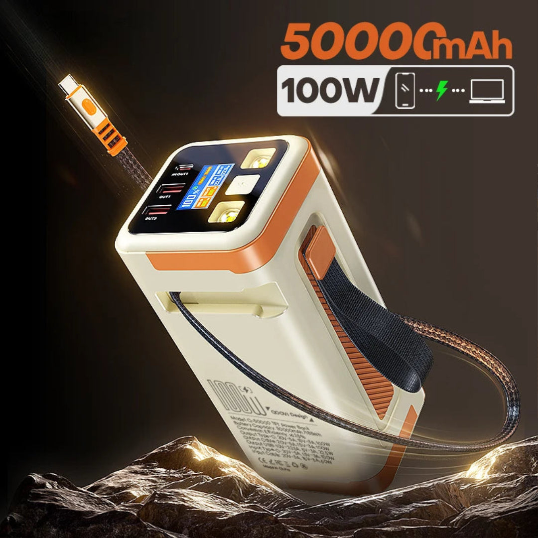 50000mAh Portable Power Bank – 100W PD Fast Charging, Large Capacity Battery for Phones & Laptops