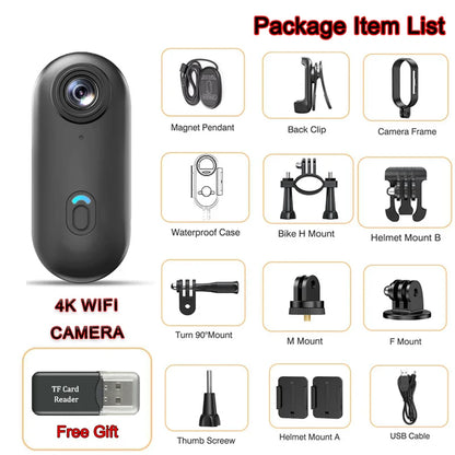 Pocket 4K Mini Camera – Magnetic Wearable Action Cam with Waterproof Case, WiFi, for Cycling, Vlogging & Home Use - SORAVA
