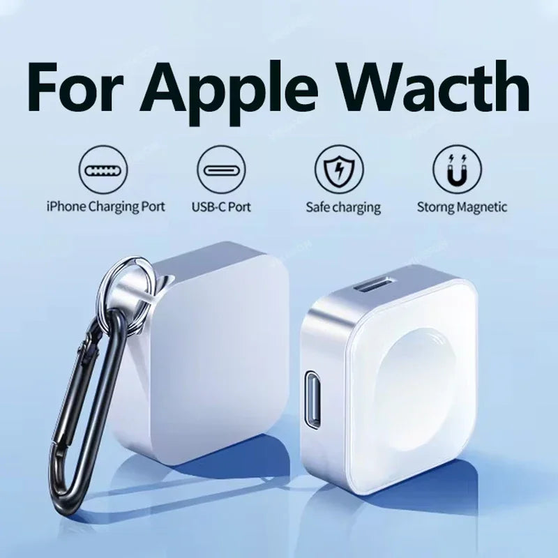 Portable Wireless Apple Watch Charger – Fast Charging Dock with Type-C & 8-Pin Dual Interfaces for Series Ultra, SE & 1–9 - SORAVA