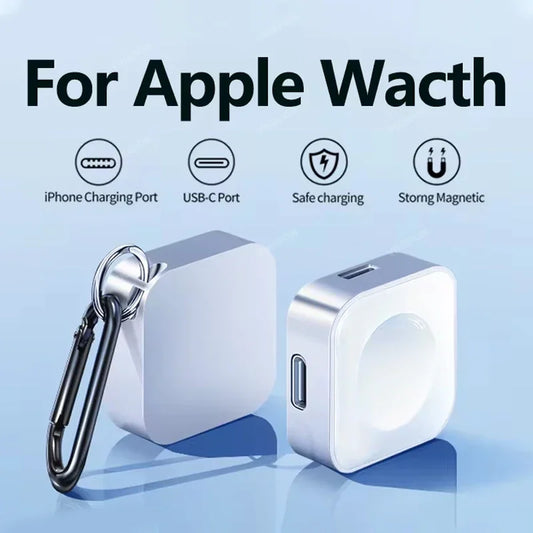 Portable Wireless Apple Watch Charger – Fast Charging Dock with Type-C & 8-Pin Dual Interfaces for Series Ultra, SE & 1–9 - SORAVA