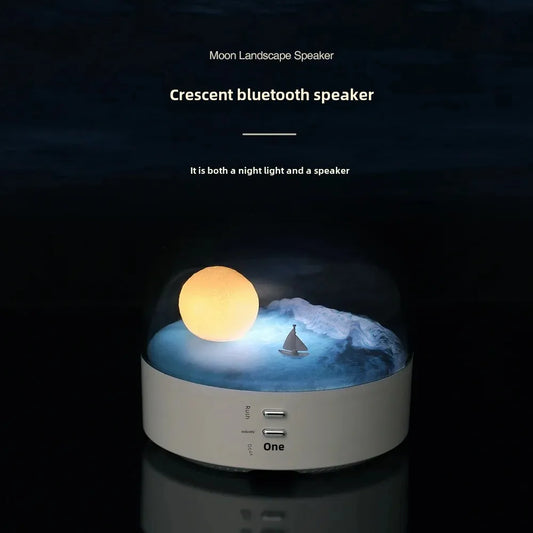 Creative Moon Night Light & Bluetooth Speaker – Eye Protection LED Atmosphere Lamp, Perfect Birthday Gift - SORAVA