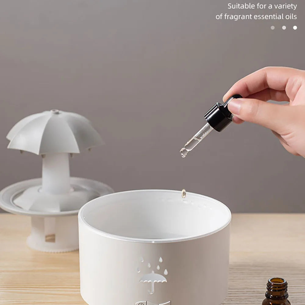 Cloud Rain Humidifier – Raindrop Aroma Essential Oil Diffuser with Remote, Night Light & Desktop Water Drop Sound for Home - SORAVA