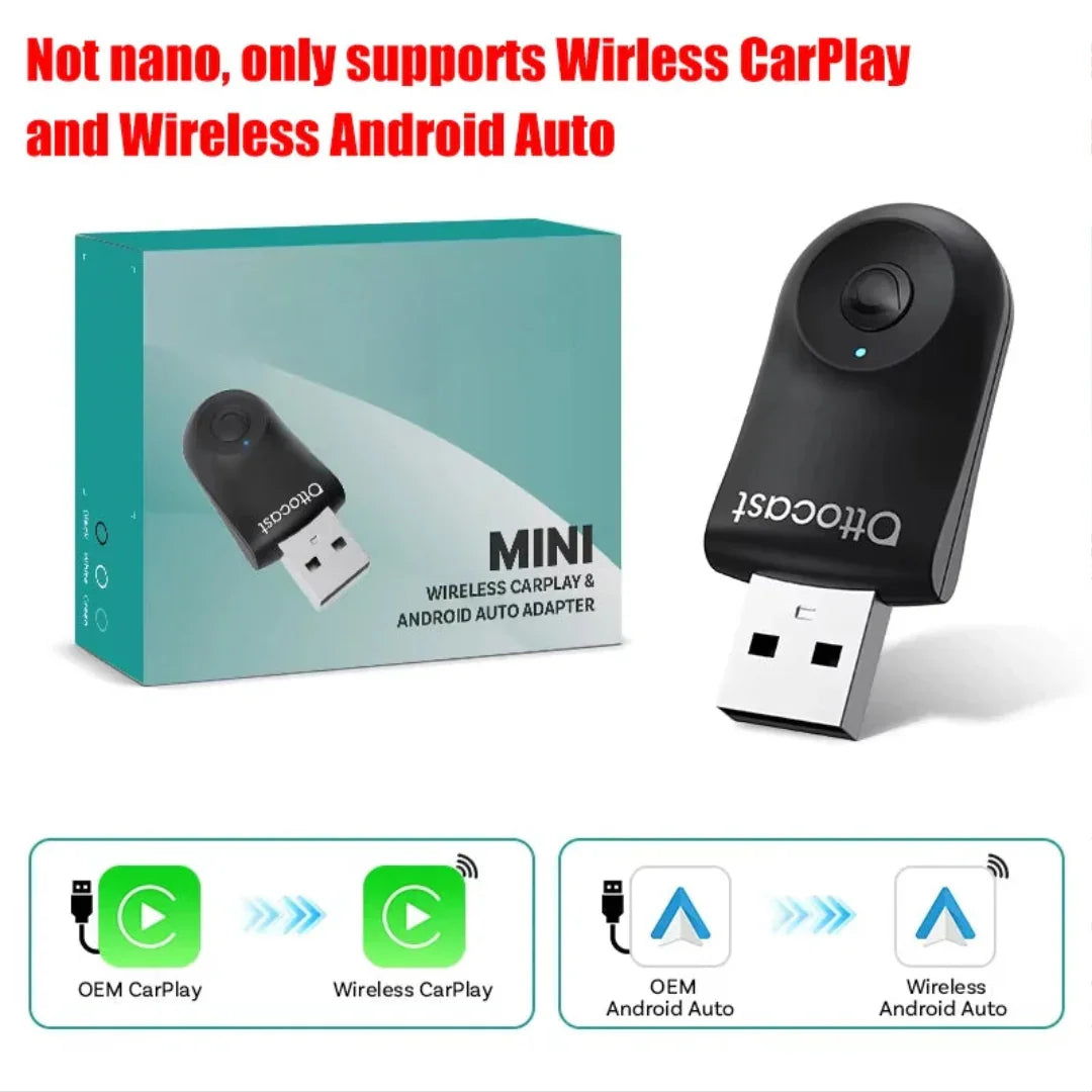 Nano CarPlay AI Box – Wireless Voice Control, Android Auto QCM6225, 8G+128G, Android 13 TV Box for YouTube, Netflix, Play Store - SORAVA