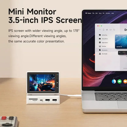 3.5'' IPS Mini PC Monitor – AIDA64 CPU RAM HDD Data Display Sub Screen with USB-C Hub for Laptop, PC & MacBook - SORAVA