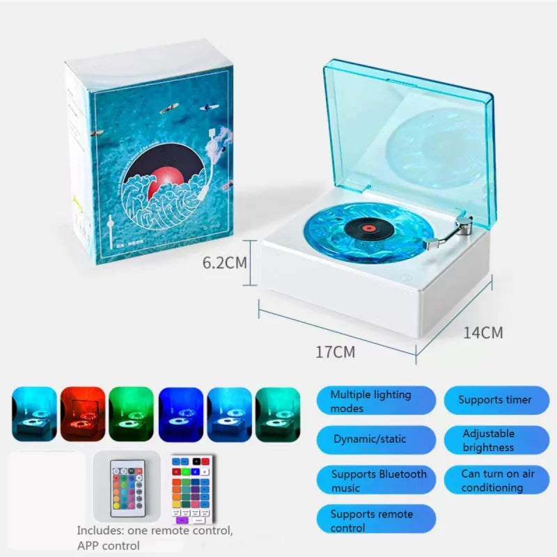 Wireless Sleep Aid Speaker – Retro Vinyl Record Player with Built-In White Noise, RGB Ambient Light & Timer, Perfect Gift - SORAVA