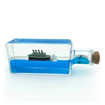 Titanic Cruise Ship Never Sinks Fluid Art Bottle – Unique Desktop Decor, Collectible for Home & Office, Creative Birthday Gift - SORAVA