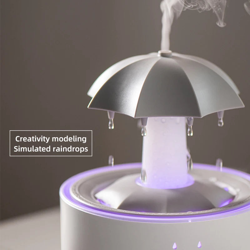Cloud Rain Humidifier – Raindrop Aroma Essential Oil Diffuser with Remote, Night Light & Desktop Water Drop Sound for Home - SORAVA