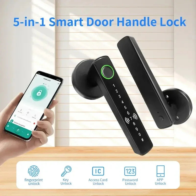 Tuya Smart Fingerprint Door Lock – Electronic Indoor Lock with Password, Key, App & Bluetooth Unlock for Bedroom or Bathroom - SORAVA